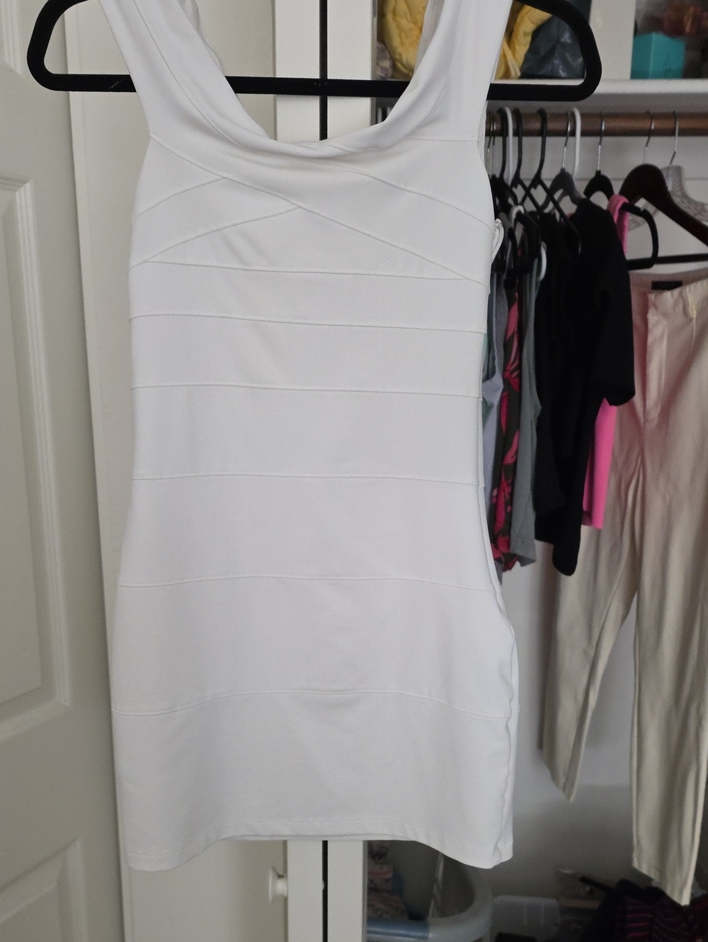 bebe White Sleeveless Mini Bodycon Dress